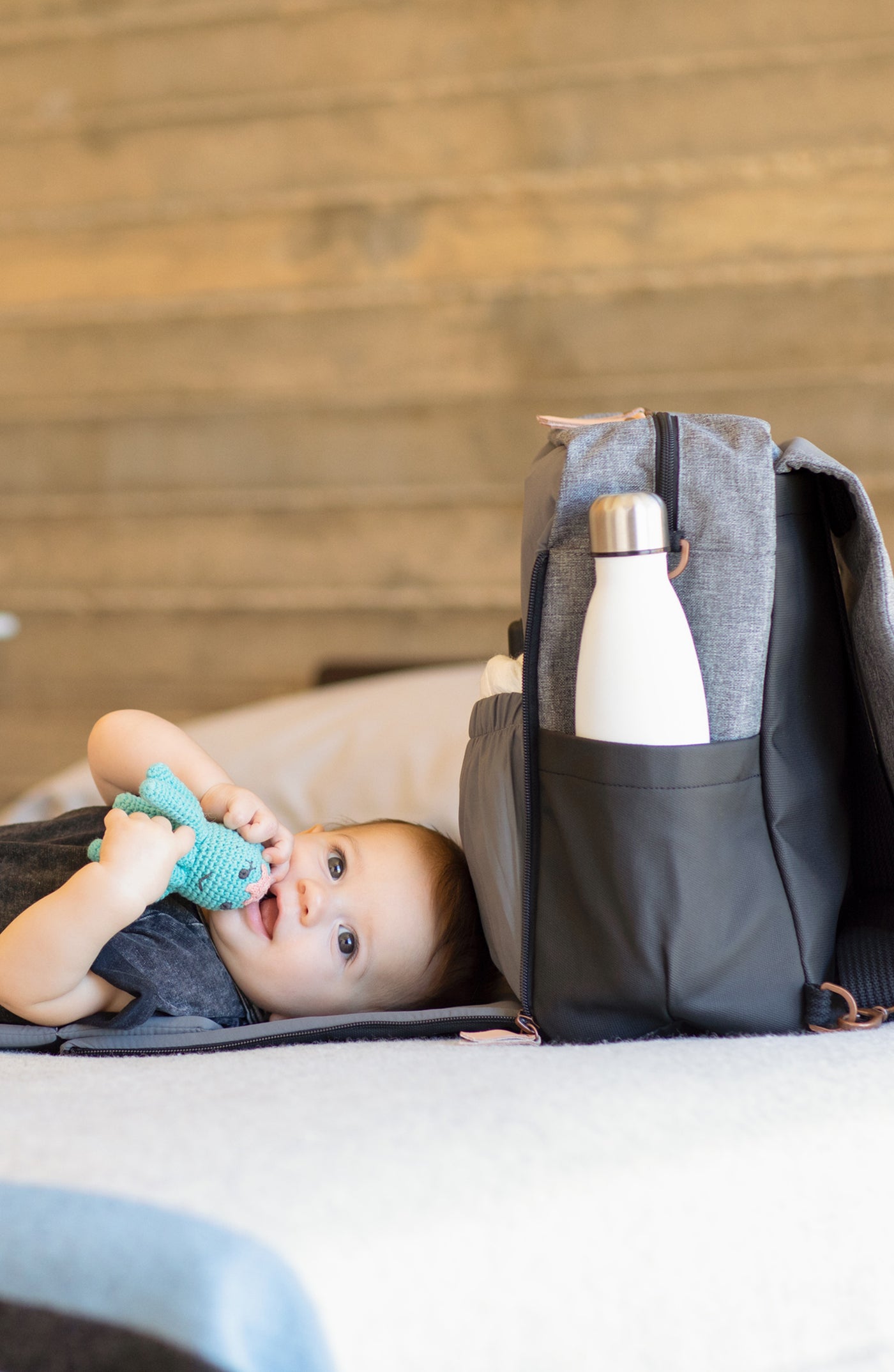 Petunia Pickle Bottom - Boxy Backpack in Graphite/Black Colorblock